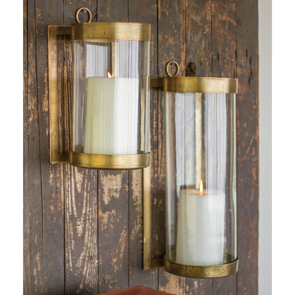 Brass Wall Mounted Hurricane – Paynes Gray