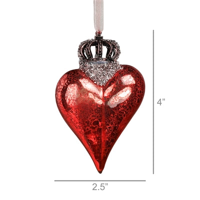 Crowned Heart Ornament Set of 3