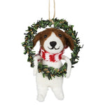 Dog in Wreath Ornament Set of 3