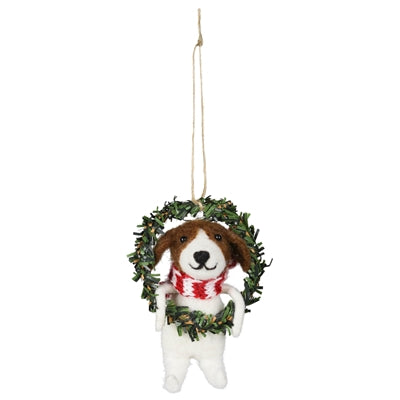 Dog in Wreath Ornament Set of 3