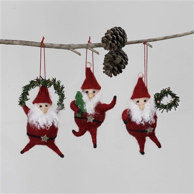 Dancing Santa Ornament Set of 3