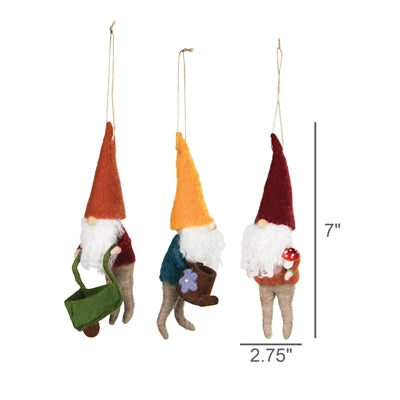 Garden Gnome Ornament Set of 3