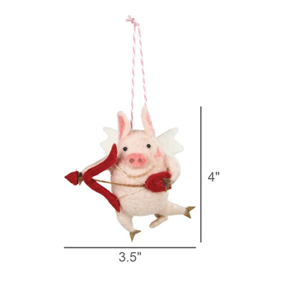 Cupid Pig Ornament Set of 3