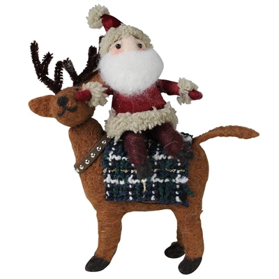 Santa on Deer Sculpture