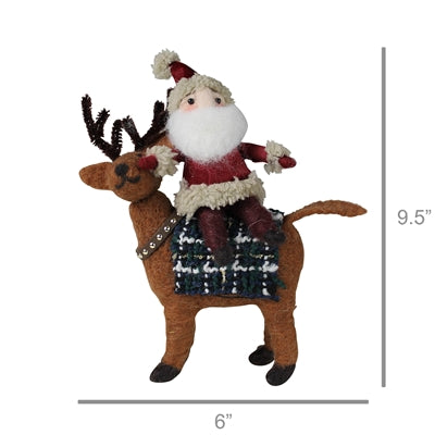 Santa on Deer Sculpture