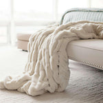 Fabulous Furs Couture Collection Mink Pleat Faux Fur Throw Blanket