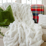 Fabulous Furs Couture Collection Mink Pleat Faux Fur Throw Blanket