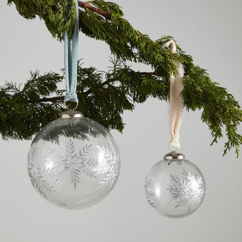 Silver Snow Ornament Set of 6