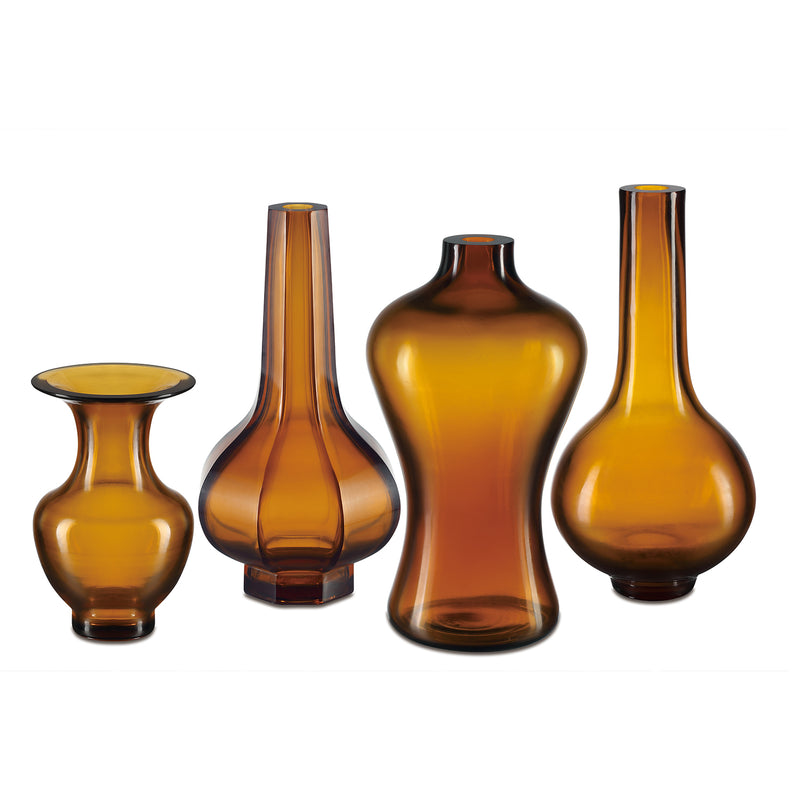 Currey & Co Amber/Gold Peking Long Neck Vase