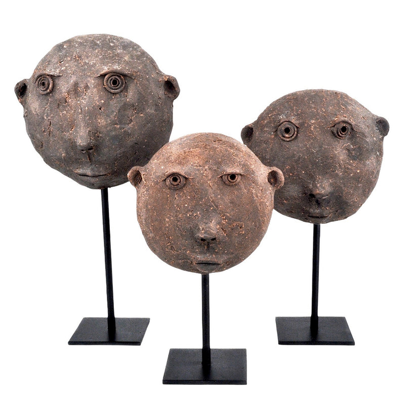 Currey & Co Terracotta Mask Sculpture Set of 3 - Final Sale