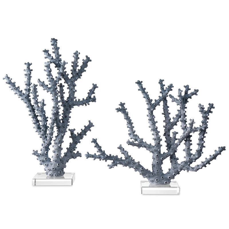 Currey & Co Blue Coral Set of 2