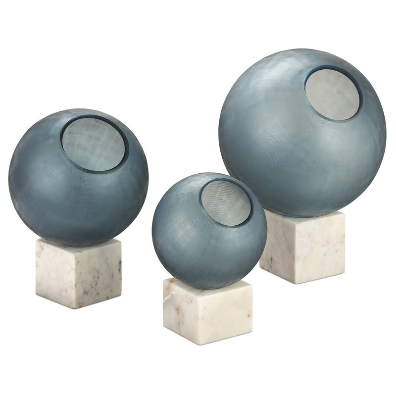 Currey & Co Fresno Blue Orb Set of 3