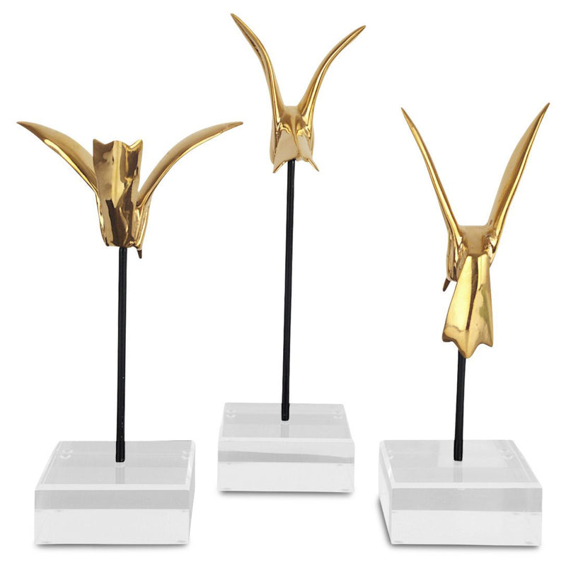 Currey & Co Gold Hummingbird Sculpture Set of 3