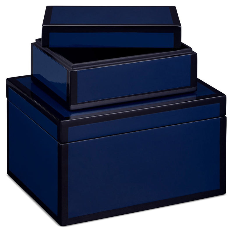 Currey & Co Navy Lacquer Box Set of 2