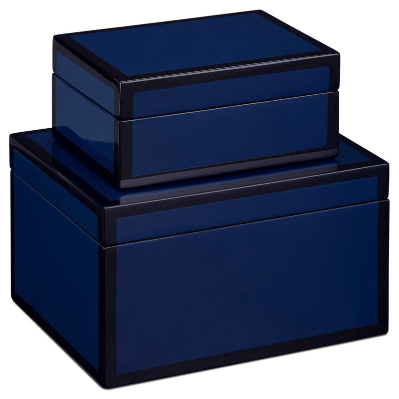 Currey & Co Navy Lacquer Box Set of 2