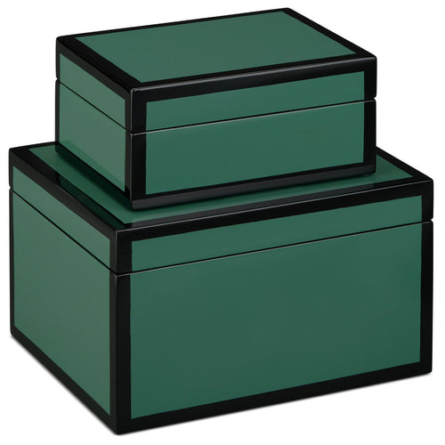 Currey & Co Green Lacquer Box Set of 2