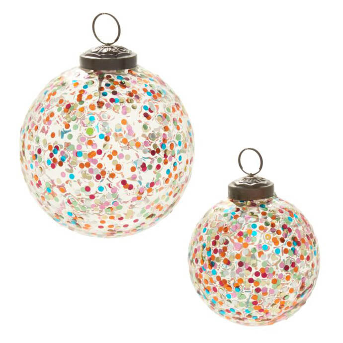 Rainbow Glitter Ornament Set of 6