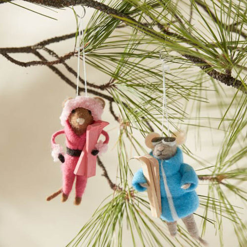 Ski Mouse Ornament Set of 6