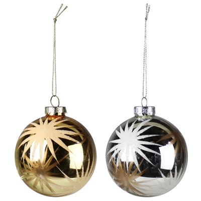 Etched Starburst Ornament Set of 2