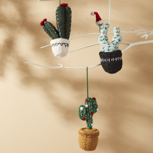 Festive Cactus Ornament Set of 4