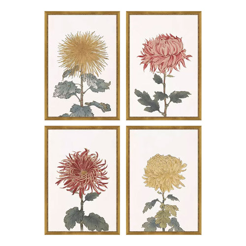 Hasegawa Chrysanthemum Framed Art Set of 4