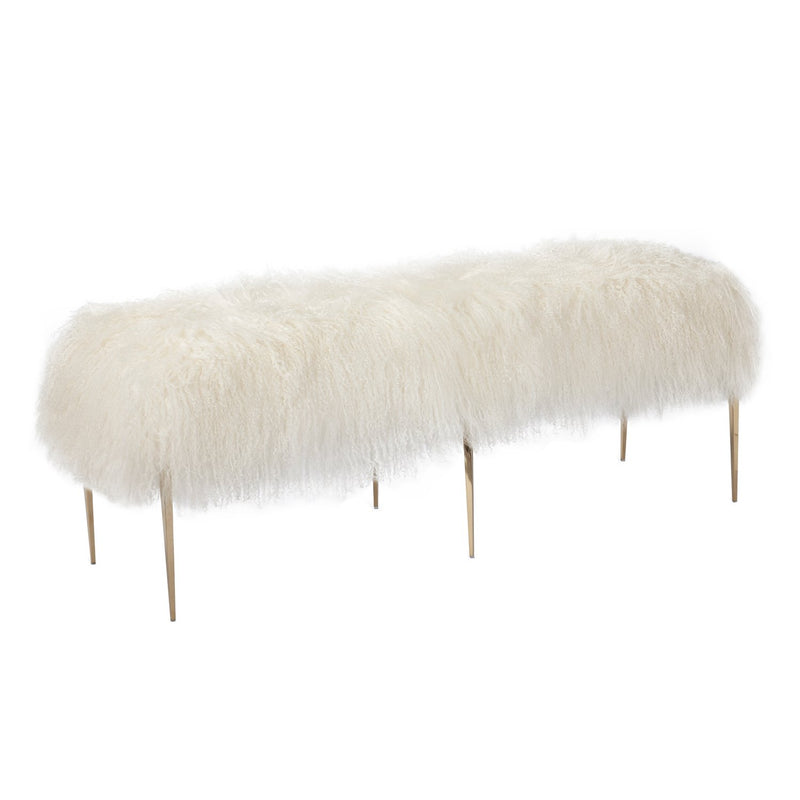 Interlude Home Stiletto Sheepskin Bench