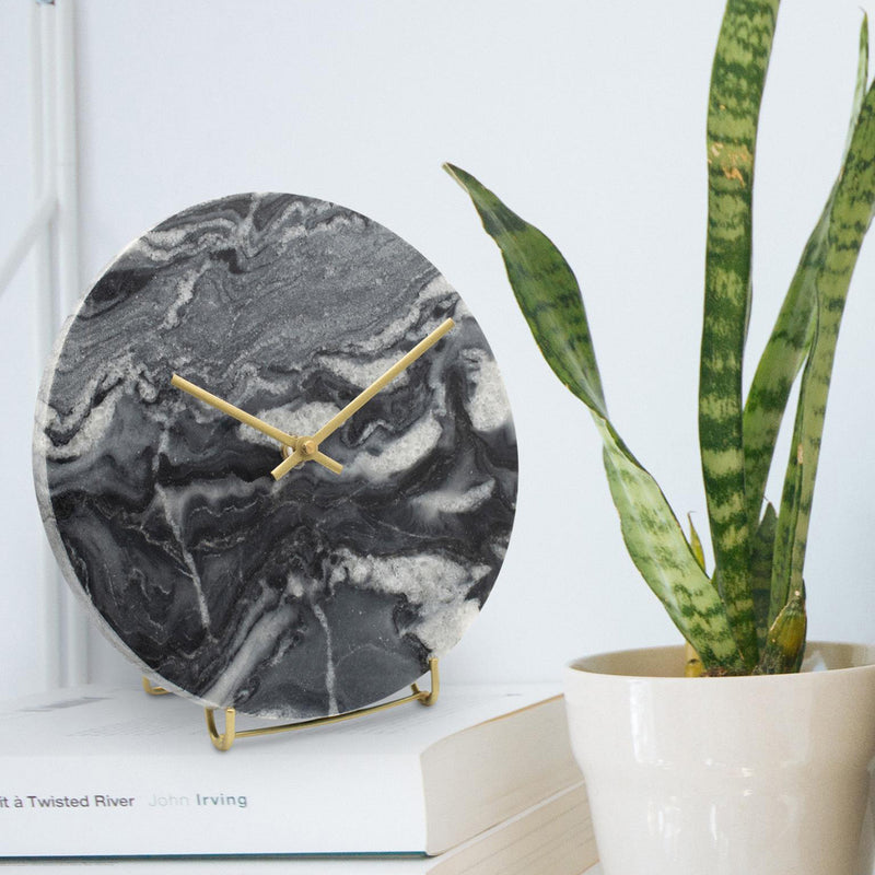 Piero Black Marble Clock