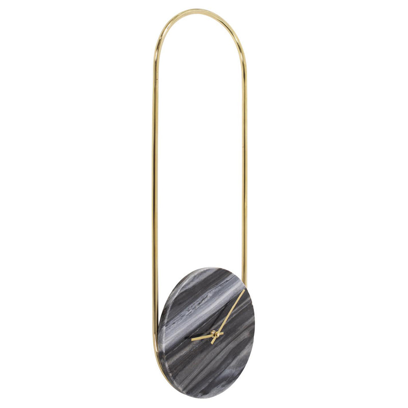 Balance of Mies Black Marble and Stainless Steel Clock