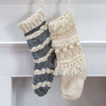 Hand Knit Pom Pom Christmas Stocking