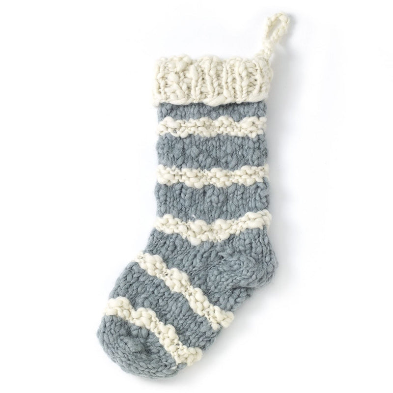 Hand Knit Stripe Christmas Stocking