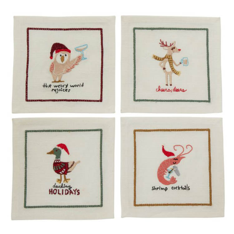 Tipsy Critter Cocktail Napkin Set of 4