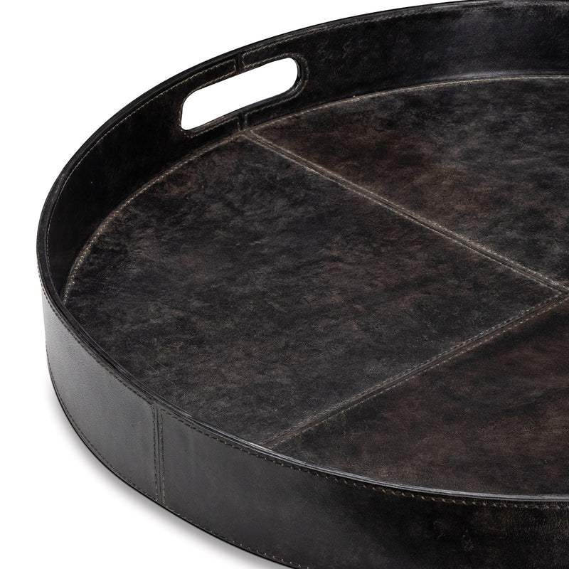 Regina Andrew Derby Round Leather Tray