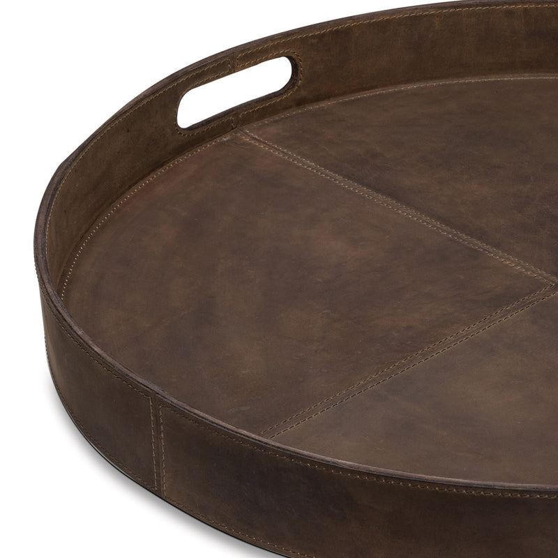 Regina Andrew Derby Round Leather Tray