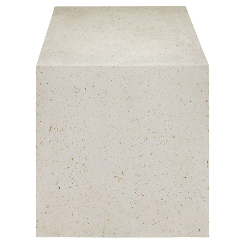 Currey & Co Carson Ivory Terrazzo Bench