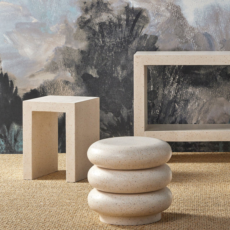 Currey & Co Carson Ivory Terrazzo Accent Table