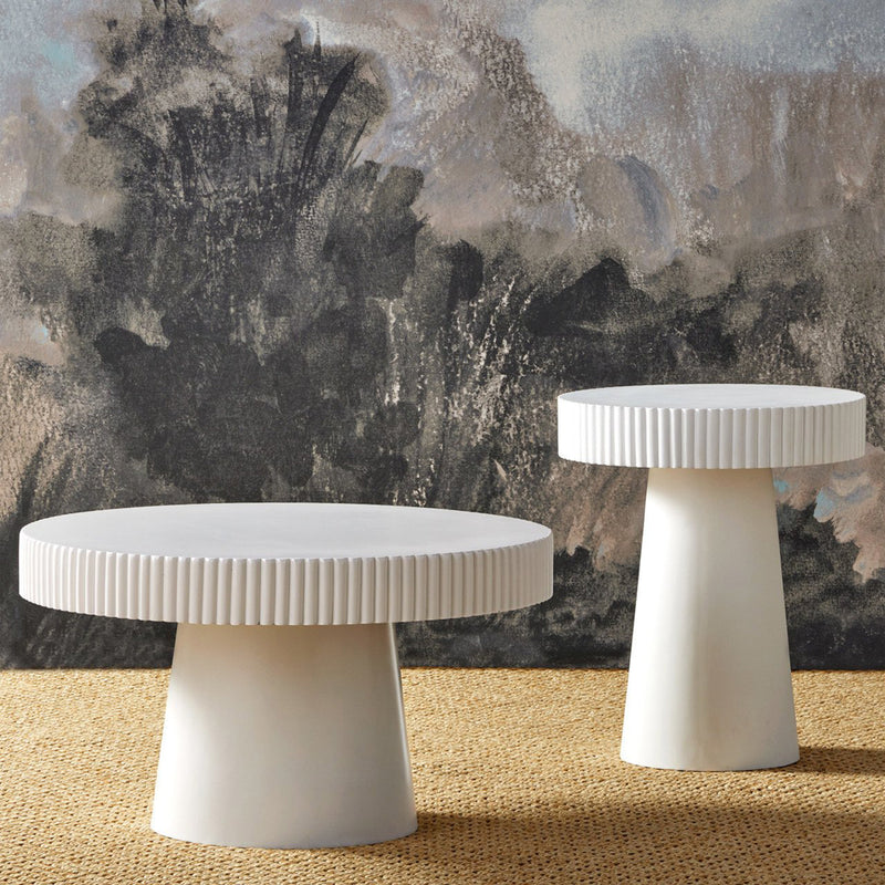 Currey & Co Harlow White Concrete Accent Table