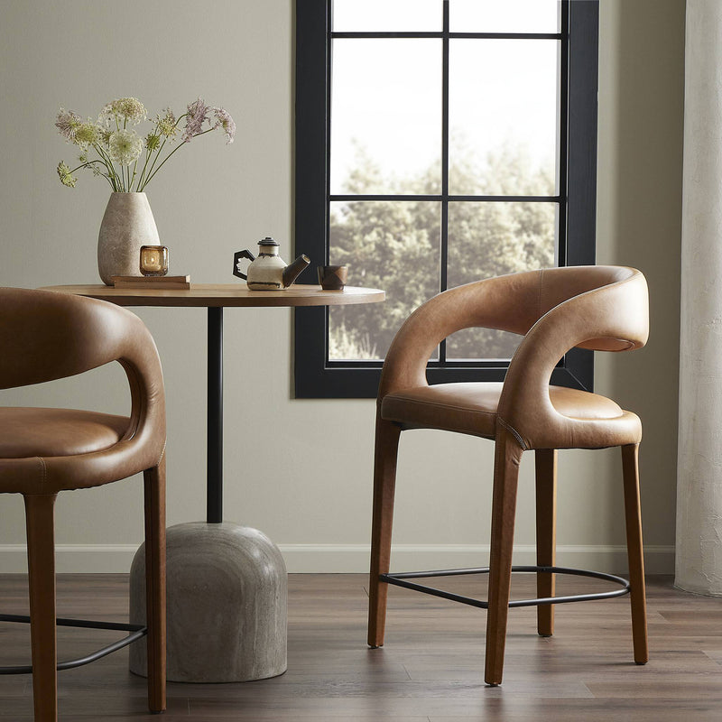 Four Hands Hawkins Leather Counter Stool