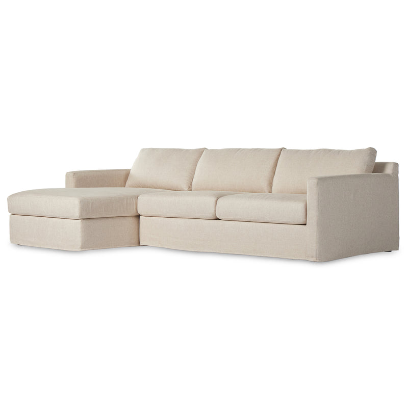 Four Hands Hampton Creme 2 Piece Slipcover Sectional Sofa