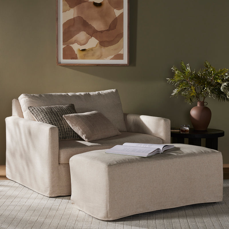 Four Hands Maddox Slipcover Chair with Ottoman