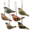 Carved Bird Ornament Set of 6