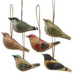 Carved Bird Ornament Set of 6