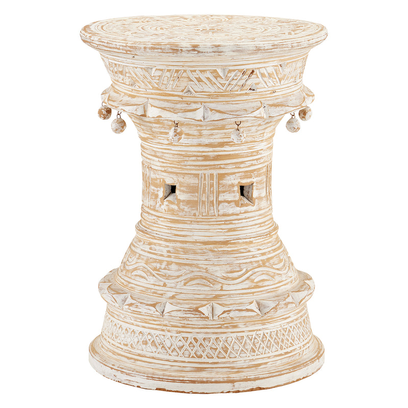 Currey & Co Bavi Whitewash Accent Table - Final Sale