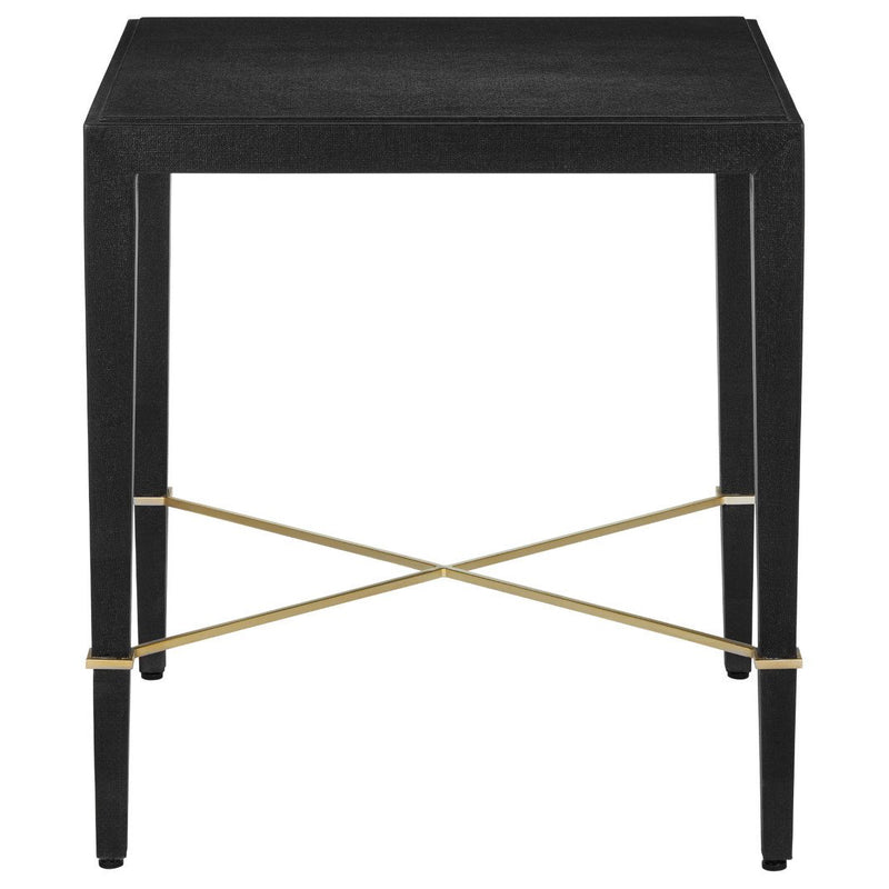 Currey & Co Verona Black Linen End Table