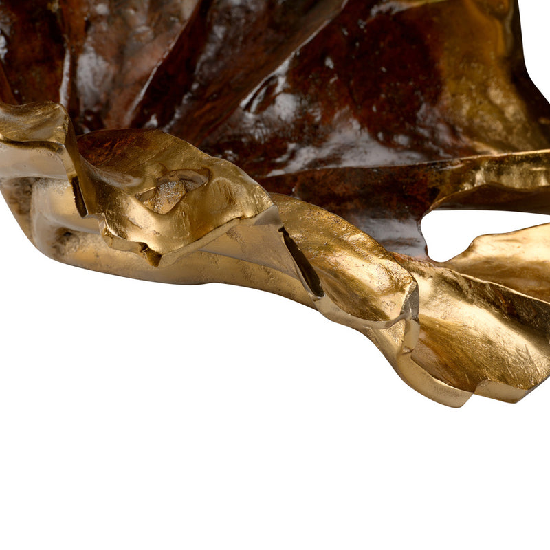 Wildwood Rustic Gold Aluminum Leaf Sculpture Set of 2