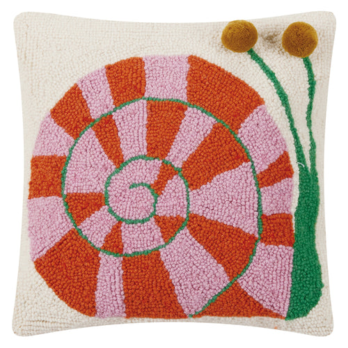 Elizabeth Olwen Snail's Pace With Pom Pom Hook Throw Pillow