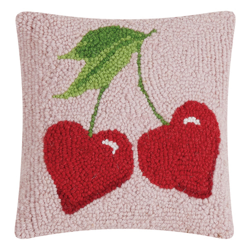 Cherries Heart Hook Throw Pillow