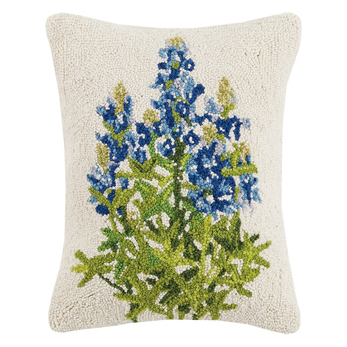 Blue Bonnet Hook Throw Pillow