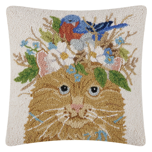 Bird's Nest On Cat Hook Throw PIllow