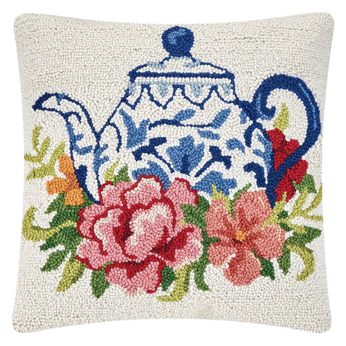 Foral Teapot Hook Throw Pillow