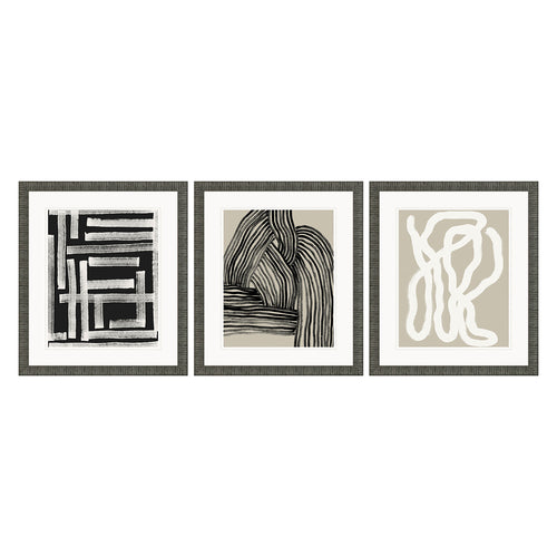 Gunnarsdottir Naive Lines III Giclee Framed Art Set of 3